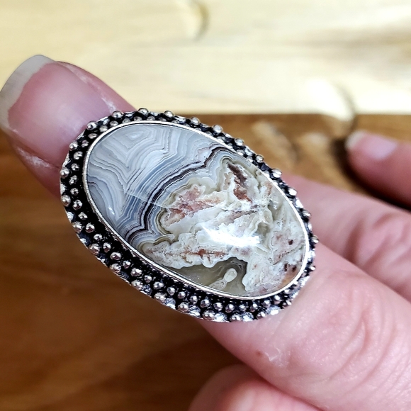 New Crazy Lace Agate 925 Silver Ring. - Picture 8 of 8